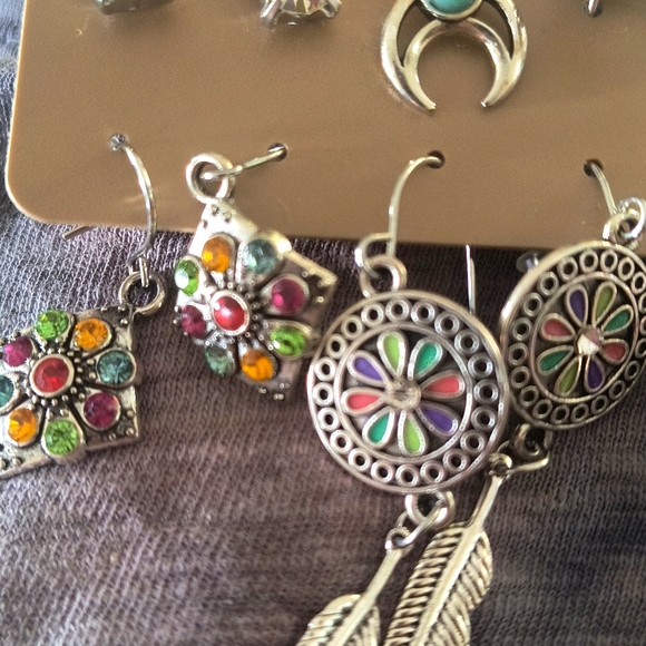 Fashion Jewelry Silver Tone and   Faux Turquoise  Earrings. - Picture 4 of 5